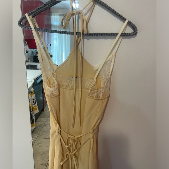Light Yellow Layered Halter Mini Dress - Picture 7 of 7